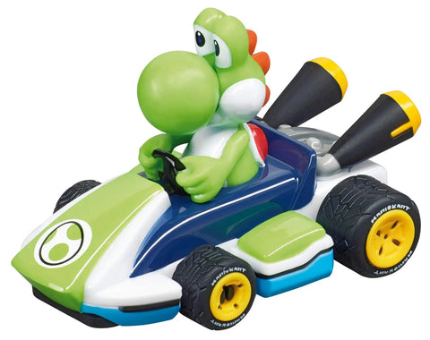 Yoshi car from Mario Kart Themed Slot Car Race Track With Spinner Action Includes Two Cars Mario And Yoshi Battery Powered Beginner Racing