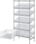 Heavy Duty Commercial Wire Utility Shelf 18 X 36 X 74 Inches with clear bins, metal frame, ideal for garage or office organization.