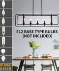 Modern Farmhouse 5 Light Kitchen Island Pendant Chandelier In Black Metal above dining table shot