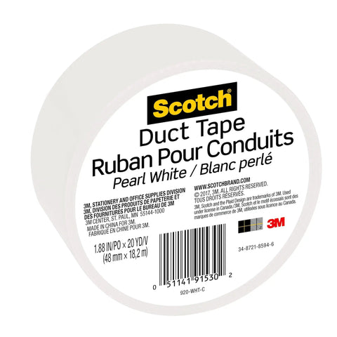 Pearl White Duct Tape Roll 1.88 Inch By 20 Yard, Heavy Duty Adhesive For Repairs And Crafts, Color Coding And Labeling, 1 Roll