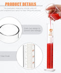 Person pouring red liquid into 50 ml graduated cylinder, part of Thick Borosilicate Glass Beaker And Graduated Cylinder Kit With Stirring Rod 5 Beakers 50 Ml 100 Ml 250 Ml 500 Ml 1000 Ml And 4 Cylinders 5 Ml 10 Ml 50 Ml 100 Ml For Science Lab Or Home Chemistry