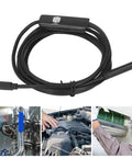 Endoscope Inspection Camera With Six Adjustable LED Lights 0.3MP Borescope for Pipe Repair and Car Maintenance. coiled cable, micro connector