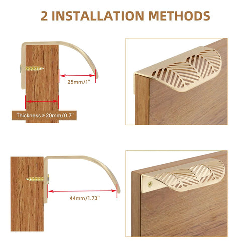 Leaf Shaped Cabinet Pulls 2 Pack Curved Hollow Gold Leaf Drawer Handles In Zinc Alloy With 96mm Hole Spacing Installation Methods