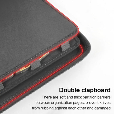 Close-up of the interior double clapboard in a Heavy Duty 88 Slot Knife Display Case For 64 Plus Pocket Knives in grey.