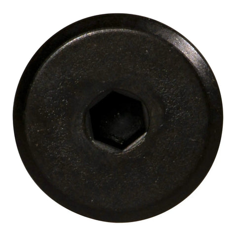 Top view of Slick Black Flush Hex Head Joint Connector Bolts For Furniture Assembly Built Tough Machine Thread Fasteners 1/4-20 X 4.72 Inch.