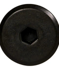 Top Shelf Black Flat Hex Head Bolts 1/4 20 X 1.57 Inches, close-up of flat cap head for heavy duty furniture hardware.
