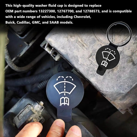 Windshield Washer Fluid Cap Replacement 2 Pack That Fits Chevy Buick GMC Cadillac Camaro Silverado Cruze Bolt EV Envision Encore ATS And More OEM 12767700 13227300 1450270 installed view