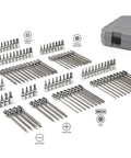 3/8 Inch Drive Bit Socket Set With Standard And Long Hex Bits Torx And TR Torx Phillips Slotted Square And Triple Square Sockets in case