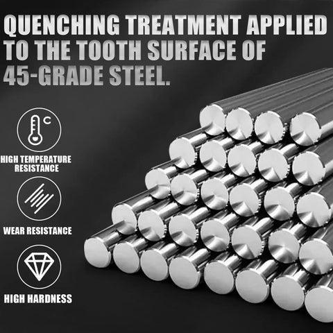 Quenching treatment on 45-grade steel rods showing high temperature, wear resistance, and hardness for durability.