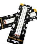 Three Pack White Charcoal Pencil Set For Drawing Sketching Shading Blending And Highlights On Dark Paper Top Notch Pro Grade Quality for artists, packaged in black and white design.