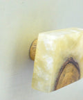 Set Of 6 Handmade Wood Resin Cabinet Knobs Rectangular Drawer Pulls For Kitchen Wardrobe Dresser close-up view of resin and wood.