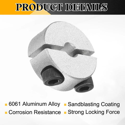 Eight Piece Double Split Shaft Collar Set 4mm Bore 18mm Outer Diameter 8mm Thick Aluminum Alloy Set Screw Clamp On Collars