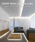 Ultra Bright White LED Strip Light 16.4 Ft 24V Daylight 6000K 6500K Dimmable Tape Light With Dimmer in modern living room