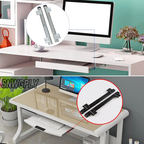 One Pair 14 Inch Heavy Duty Steel Drawer Slides Silent Ball Bearings 40kg Load Capacity Cabinet Furniture Workshop Smooth Glide Robust Construction Easy Install No Jank Vibe For Home Renovation Projects Reliable Long Term Storage Solutions shown on desk drawer