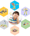 Epic 170 Piece Building Set For Kids Ages 3 To 9 With Toy Box Storage And Idea Guide, featuring a child and model designs.