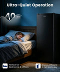Premium Straight Up Slick 6.5 Cubic Foot Freestanding Upright Freezer For Tight Apartment Spaces No Fuss Black Steel Shell next to sleeping child.