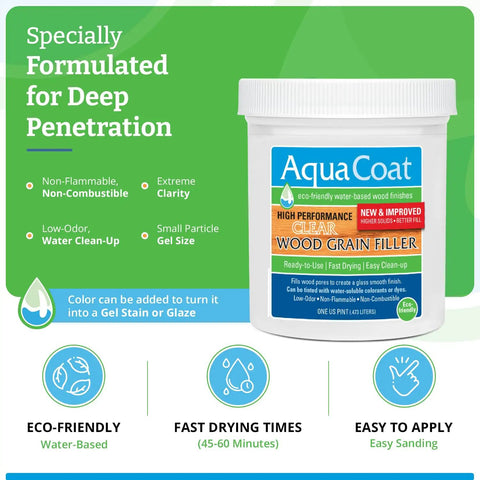 Hella Smooth Water Based Wood Grain Filler Gel With Easy Sanding And Rapid Dry Time Ideal For Sealing Pores On Oak And Walnut Before Painting Or Staining Zero Fuss Water Cleanup in a gel container showcasing eco-friendly features.
