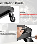 Installation guide for Six Pack 2.5 Inch Swivel Creeper Caster Wheels With Thread Stems, showing steps for caster attachment.