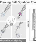 Piercing Ball Grabber Tool Kit For Ear Nose Lip And Body Jewelry Changes Stainless Steel 16G 18G, close-up view