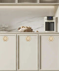 Kitchen with Two Pack Zinc Alloy Flush Mount Cabinet Pull Handles Gold Finish Flat Ring Style With 40mm Hole Distance installed
