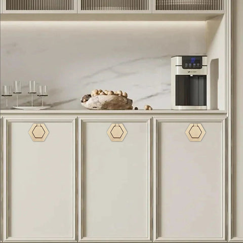 Kitchen with Two Pack Zinc Alloy Flush Mount Cabinet Pull Handles Gold Finish Flat Ring Style With 40mm Hole Distance installed