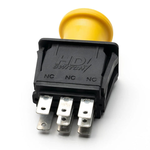 20 Amp OEM Upgrade Clutch PTO Switch Replaces GY20939 GY22356 LA130 LA140 LA145 LA150 LA155 LA165 LA175 For Lawn Tractors And Mowers High Durability 100000 Cycle Life, black switch with yellow cap and metal terminals
