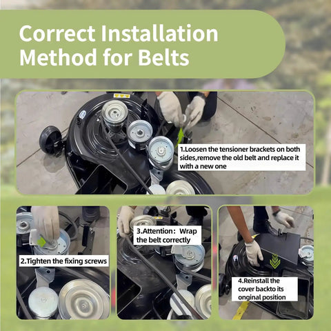 Installation process for Heavy Duty Lawn Mower Drive Belt One Half Inch By Forty Three Point Five Inch Fits Cub Cadet MTD Troy Bilt