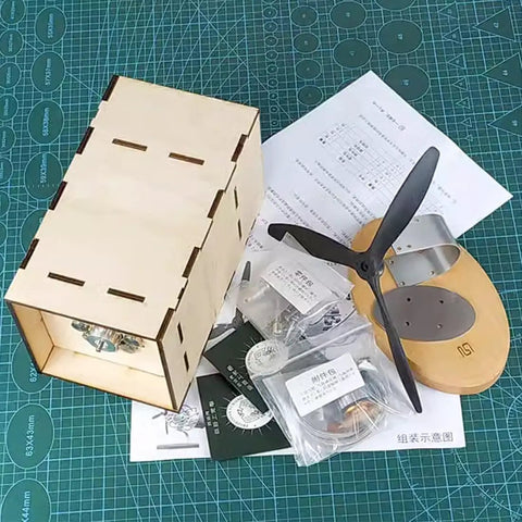 Hands On 16 Cylinder Swash Plate Stirling Engine Model Kit With Butane Power Stainless Steel Body And Bamboo Base For STEM Education, parts in box