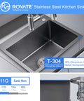 Drop In Topmount Kitchen Sink With Bold Black Nano Titanium Finish, 22 By 18 Inch, Single Bowl, SUS304 Stainless Steel