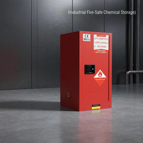 Heavy Duty 34 Gallon Flammable Safety Cabinet Rock Solid American Steel Workhorse OSHA Compliant Antistatic Grounding Fire Resistant Workshop Garage Storage Locker