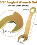 3/8" angled wrench from Slick Operation Pocket Door Wrench Kit, precise open-end fit, ideal for quick roller fixes.