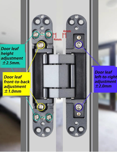 3 Pack Black Concealed Hinges For Invisible Secret Doors Heavy Duty Steel Hidden Hardware 180 Degree Adjustable installation guide