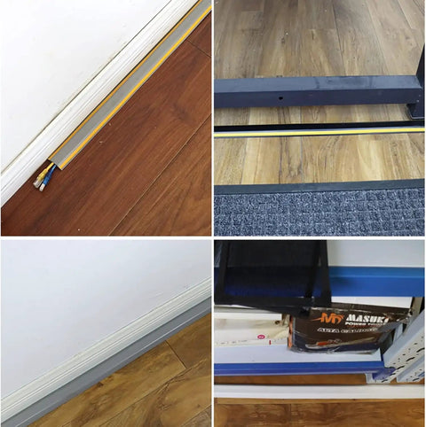 Heavy Duty Wire Protector Tubing With Non Slip Surface Stick-On Cable Covers used on floor and wall in various settings