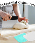 Sturdy Stainless Steel Bench Scraper With Dual BPA Free Plastic Bowl Scrapers Measuring Scale Flexible Edges Pro Grade Kitchen Tool Set For Pastry Bread Pizza Cake Great For Home Bakers, dough scraping