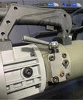 Close-up of Portable Hydraulic Rebar Cutter And Bending Machine for Construction Sites showing handle and mechanical components.