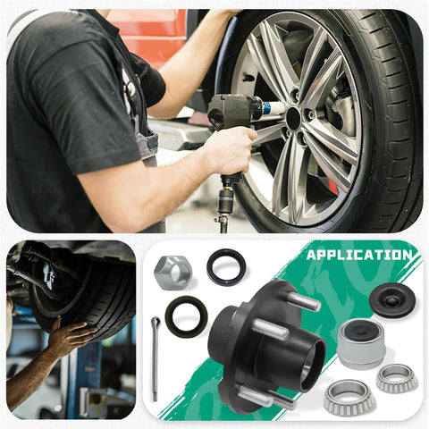 Amazon trailer hub kit, two-set 2000lb, 5-lug 4.5in bolt pattern for straight spindle with bearings and seals.