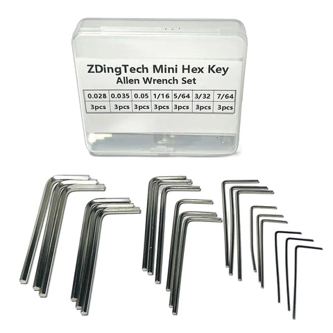 21 Piece Pocket Sized Hex Key Set with Rust Resistant Black Oxide Finish, Micro Allen Wrenches in 0.028 0.035 0.05 sizes