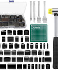 All In One Leather Punch Kit With 52 Shape Punch Cutters, Diamond Prong Chisels, 20mm Rubber Mallet, Cutting Mat, Storage Case
