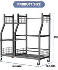 Garden Tool Organizer With Wheels Rolling Cart For Garage And Shed Large Upright Stand For Rakes Shovels And Long Handled Yard Tools Indoor Outdoor Storage To Keep Tools Neat And Accessible