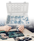 110Pcs Grease Zerk Fittings Metric Kit with storage case, straight and angled zerks for auto shop, DIY repairs on circuit board.