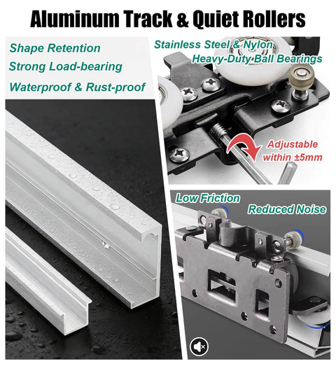 Trackless Sliding Door Hardware With Soft Close Kit For Barn Doors Heavy Duty Ghost Door Track System components details