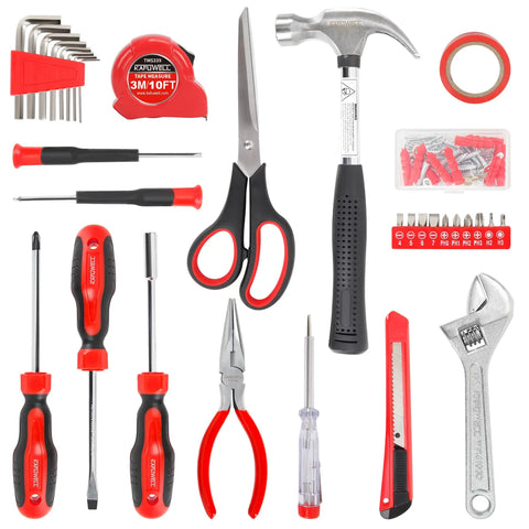 32 Piece Home Repair Tool Set For DIY Projects And Everyday Fixes Includes Wrenches, Screwdrivers, Pliers, Hammer, Tape Measure