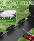 Three Inch Tall Landscape Edging Border Kit With Twenty Five Feet Coil And Thirty Five Pieces Of Eight Gauge Metal Staples For Lawn Flower Bed Tree Ring And Pathway Edging Durable Plastic Garden Border Fence For Landscaping showing PE material being cut