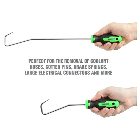 Two OEMTOOLS hose remover tools with green/black handles, long hooked shafts.