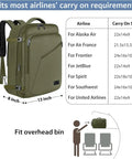 Expandable Air Travel Backpack With Trolley Sleeve Lightweight Carry On Daypack Water Resistant Hiking Bag Large Capacity 45L Fits Overhead Bin Top Pick Gift For Men Who Love To Travel Dark Green with airline size guide