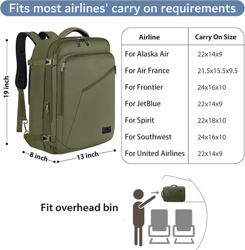 Expandable Air Travel Backpack With Trolley Sleeve ✓