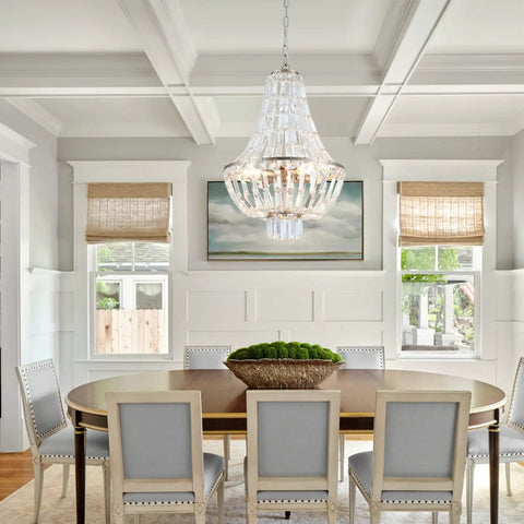 Modern Crystal Chandelier 4 Light Pendant For Dining Room And Living Areas Dope Farmhouse Minimalist Hanging Light Fixture over table