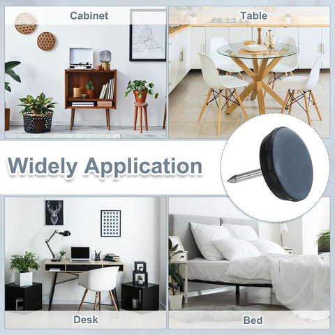 Eight Piece Round Black PTFE Furniture Sliders With Nonslip Rubber Grip Three Quarter Inch Glides For Heavy Duty Chairs Wooden Floors Smooth As Butter Pro Upgrade, versatile application on various furniture.