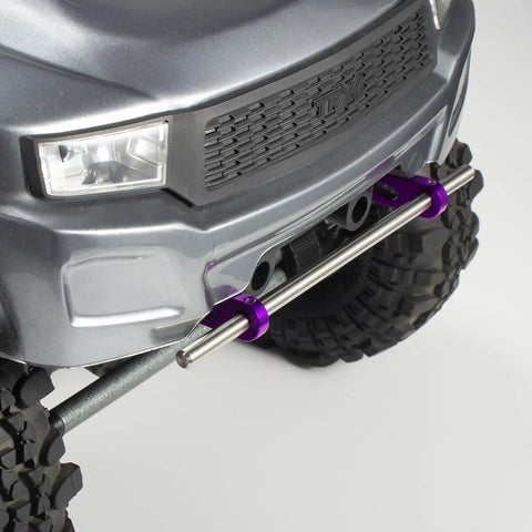 Close-up of front view Beefed Up Aluminum Modular RC Crawler Bumper Set For 1/10 Scale Front And Rear Bull Bars Compatible With SCX10 TRX4