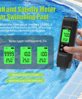 5 In 1 TDS Meter Salinity Tester EC Meter Temperature And pH Meter For Water Digital Water Tester Pool Salt Hydroponics with display near pool